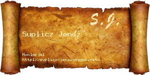Suplicz Jenő névjegykártya